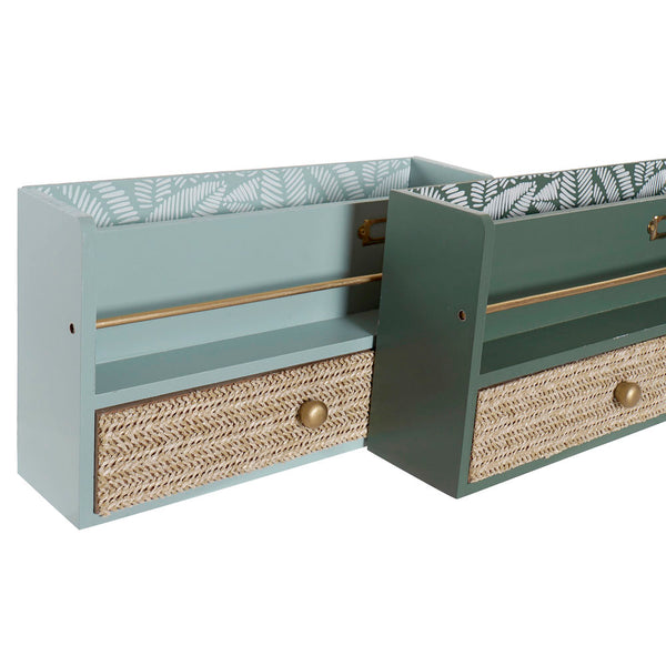 Organizador Multiusos DKD Home Decor Menta Verde Polipropileno (PP) Madera MDF (2 pcs) (30 x 9 x 17 cm)