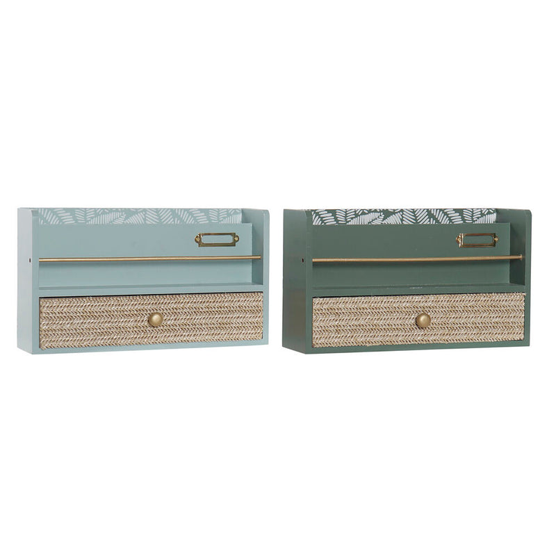 Organizador Multiusos DKD Home Decor Menta Verde Polipropileno (PP) Madera MDF (2 pcs) (30 x 9 x 17 cm)