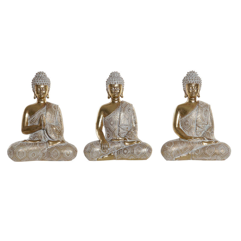 Statua Decorativa DKD Home Decor Dorato Buda Resina (14.5 x 8.5 x 18 cm) (3 pcs) - zannishop