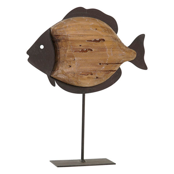 Statua Decorativa DKD Home Decor Metallo Legno di  paulownia Pesce (17 x 3 x 20 cm) - zannishop