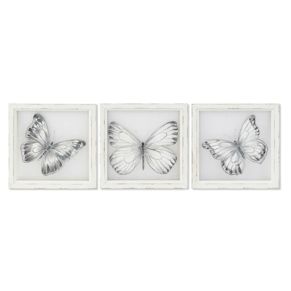 Quadro DKD Home Decor Farfalla (40 x 2.5 x 40 cm) (3 pcs)