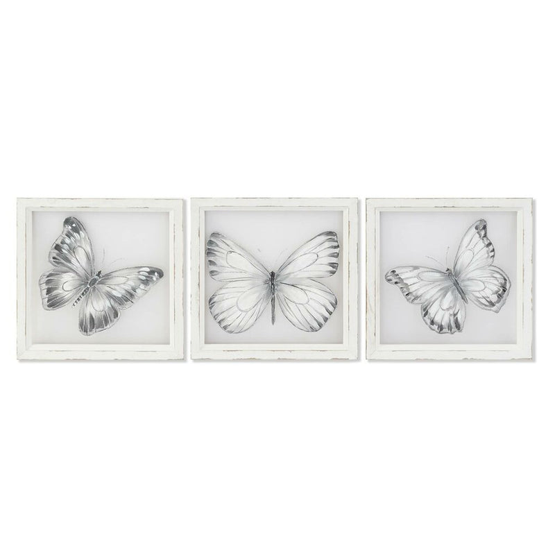 Quadro DKD Home Decor Farfalla (40 x 2.5 x 40 cm) (3 pcs)