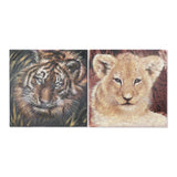 Quadro DKD Home Decor Tela Leone (2 pcs) (100 x 3 x 100 cm)