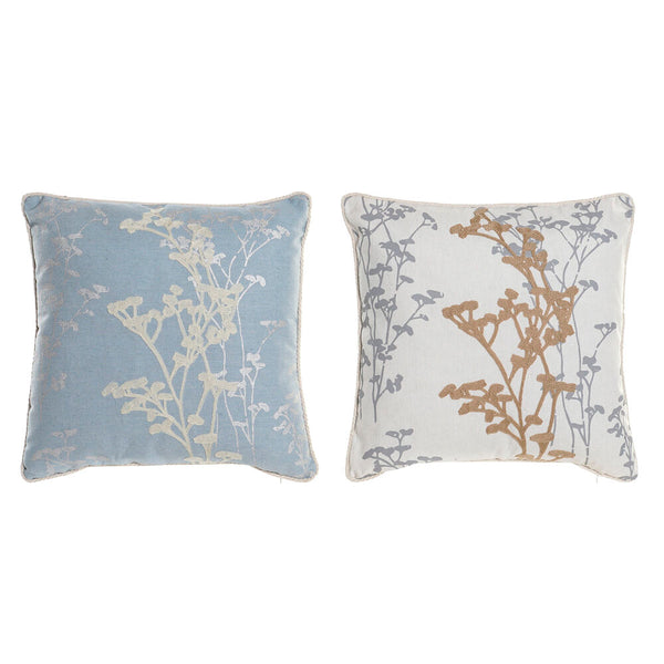 Cuscino DKD Home Decor Azzurro Beige Poliestere Fiori (2 pcs) (45 x 10 x 45 cm) - zannishop