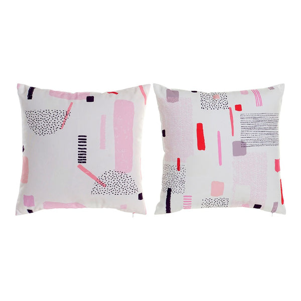 Cuscino DKD Home Decor Bianco Rosa Poliestere (2 pcs) (45 x 10 x 45 cm) - zannishop