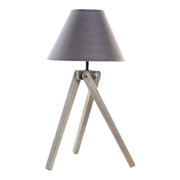 DKD Home Table Lamp Decoración de madera de poliéster gris (25 x 25 x 50 cm)