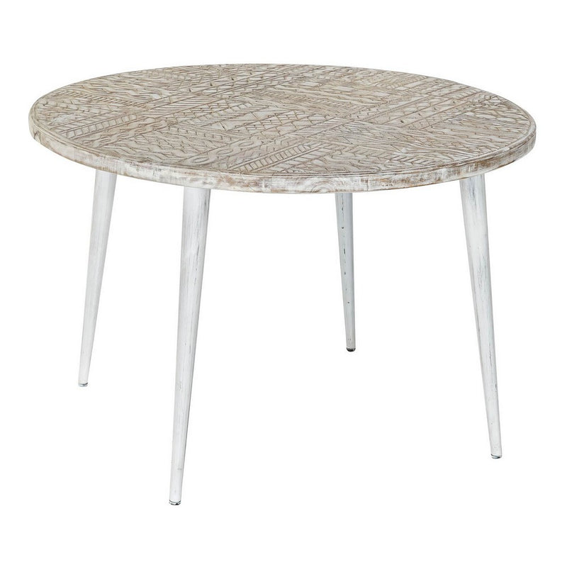 Tavolo aggiuntivo DKD Home Decor Bianco Metallo Dorato Legno di mango (75 x 75 x 50 cm)