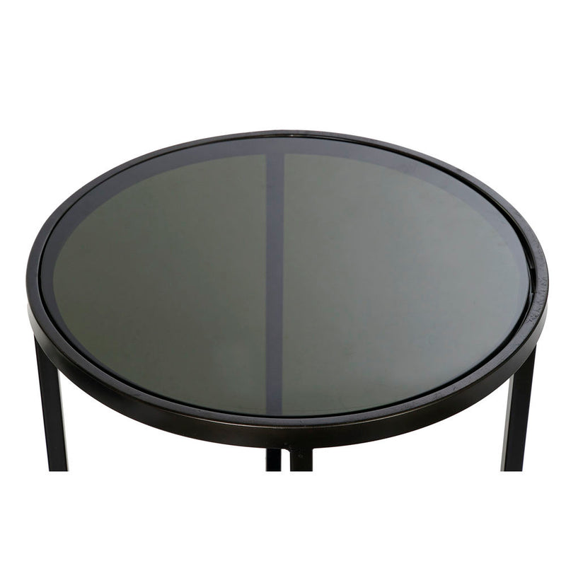 Tabla adicional DKD Decoración del hogar Glass de metal negro (2 pcs) (40 x 40 x 50 cm) (48 x 48 x 60 cm)