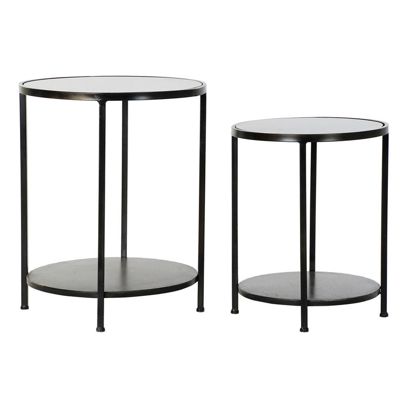 Tabla adicional DKD Decoración del hogar Glass de metal negro (2 pcs) (40 x 40 x 50 cm) (48 x 48 x 60 cm)