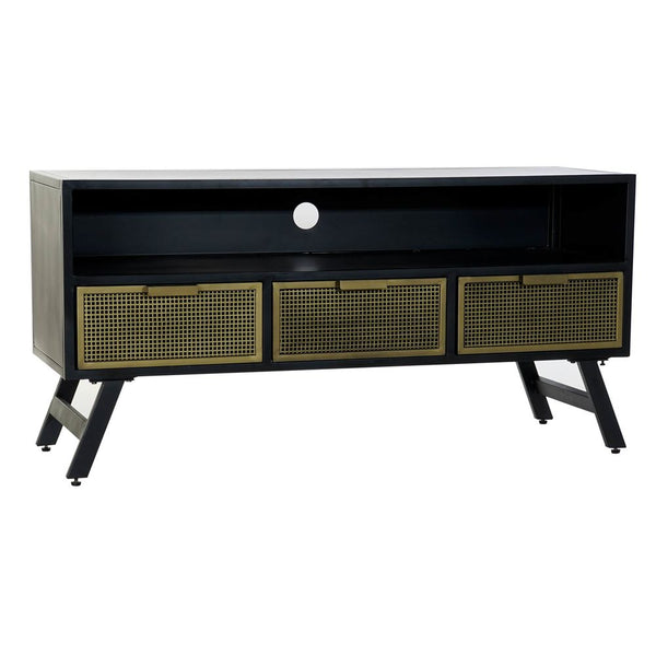 DKD Home Decor TV Cabinet Black Golden Metal (125 x 41 x 62 cm)