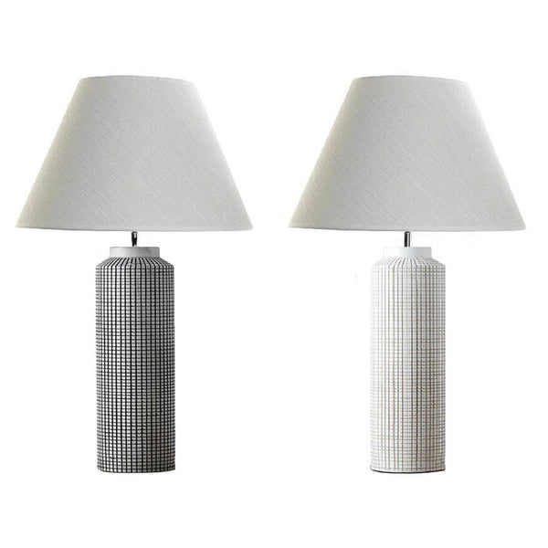 Lampada da tavolo DKD Home Decor Bianco Nero Beige Poliestere Resina (2 pcs) (45 x 45 x 73 cm) - zannishop