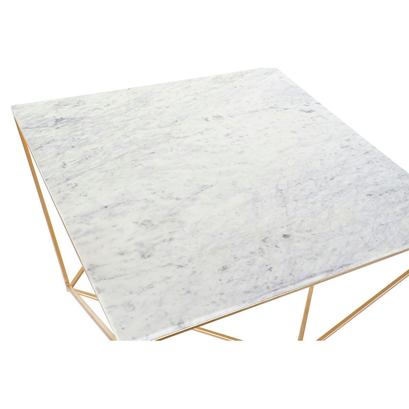 Mesa adicional DKD Home Decoración dorada Marcillo de hierro blanco (100 x 100 x 36 cm)