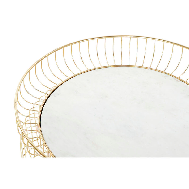 Mesa adicional DKD Decoración del hogar Marcillo de hierro dorado blanco (71 x 71 x 39 cm)