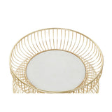 Mesa adicional DKD Decoración del hogar Marcillo de hierro dorado blanco (43 x 43 x 47 cm)