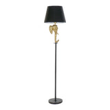 Lampada da Terra DKD Home Decor Nero Poliestere Metallo Resina Dorato Elefant (37 x 37 x 164 cm)