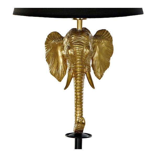 Lampada da Terra DKD Home Decor Nero Poliestere Metallo Resina Dorato Elefant (37 x 37 x 164 cm)