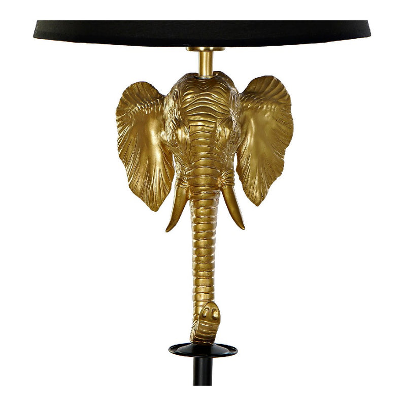 Lampada da Terra DKD Home Decor Nero Poliestere Metallo Resina Dorato Elefant (37 x 37 x 164 cm)