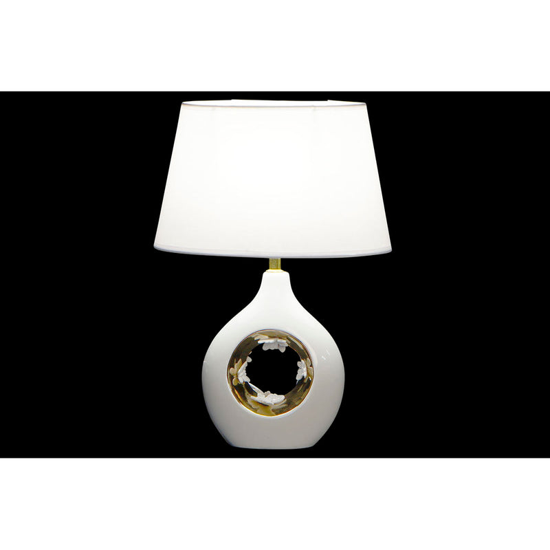 Lampada da tavolo DKD Home Decor Bianco Argento Poliestere Porțelan 220 V Dorato 50 W (2 pcs) (31 x 21 x 45 cm) - zannishop