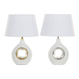 Lampada da tavolo DKD Home Decor Bianco Argento Poliestere Porțelan 220 V Dorato 50 W (2 pcs) (31 x 21 x 45 cm) - zannishop