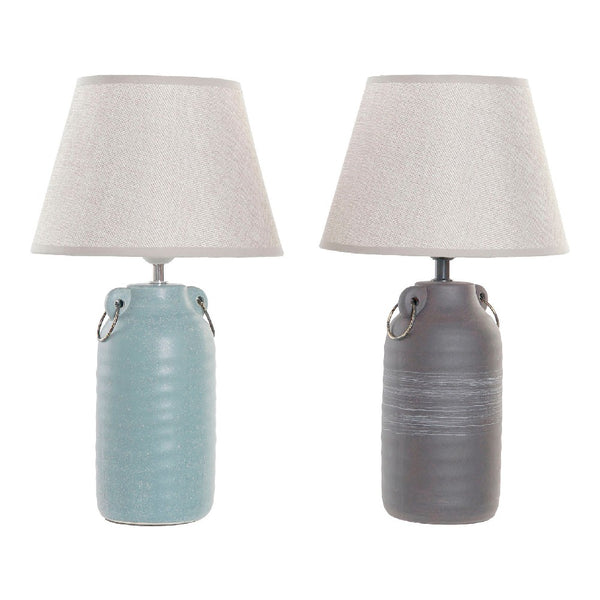 Lampada da Tavolo DKD Home Decor Azzurro Nero Poliestere Porțelan (2 pcs) (25 x 25 x 44 cm)