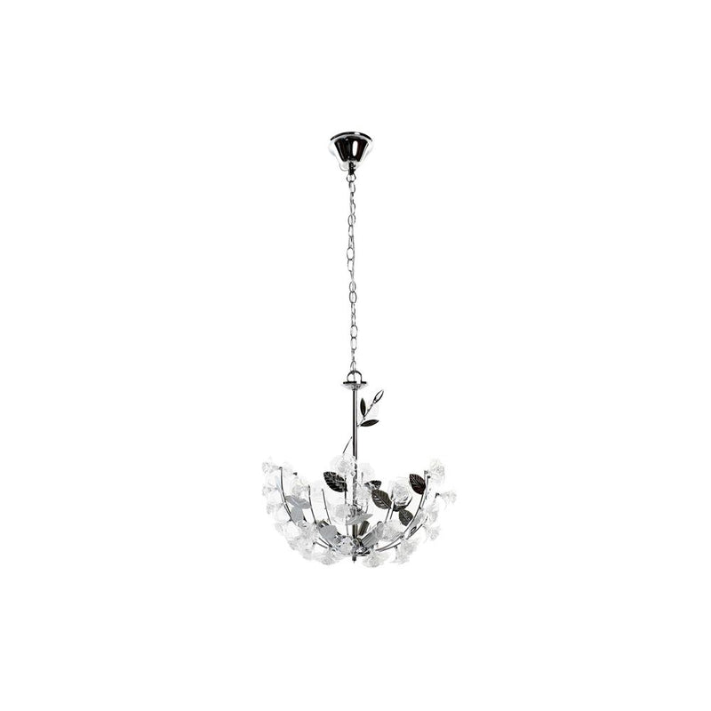 DKD Home Chandelier Decor Flores de metal acrílico plateado (45 x 45 x 40 cm)