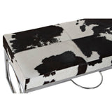 Panca DKD Home Decor Bianco Nero Pelle Acciaio (122 x 41 x 44 cm)