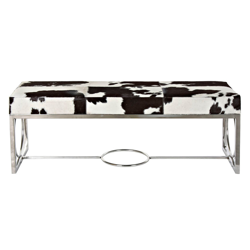 Panca DKD Home Decor Bianco Nero Pelle Acciaio (122 x 41 x 44 cm)