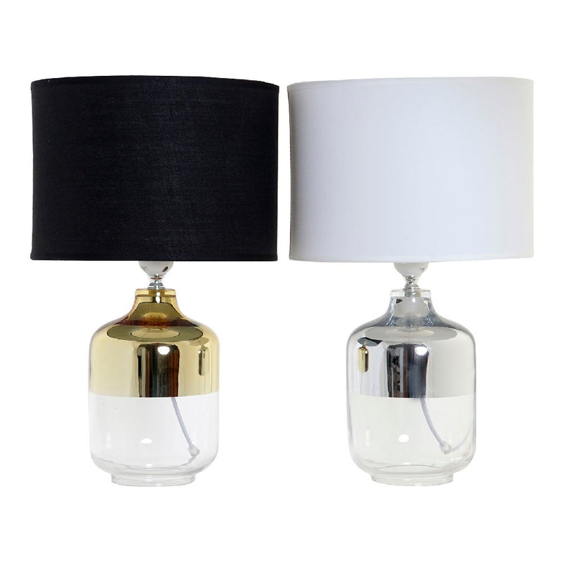 Lampada da tavolo DKD Home Decor Bianco Nero Poliestere Vetro 220 V 50 W (2 pcs) (25 x 25 x 41 cm)