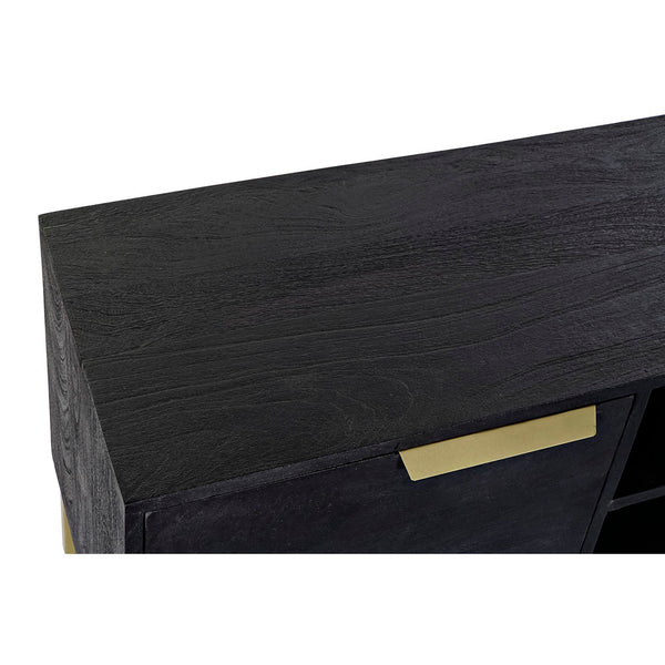 DKD Home Decor TV Gabinete de metal dorado negro Madera de mango (147 x 40 x 51 cm)