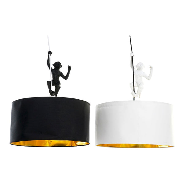 Lampadario DKD Home Decor Bianco Nero Poliestere Resina 220 V Dorato 50 W (2 pcs) (45 x 45 x 56 cm)