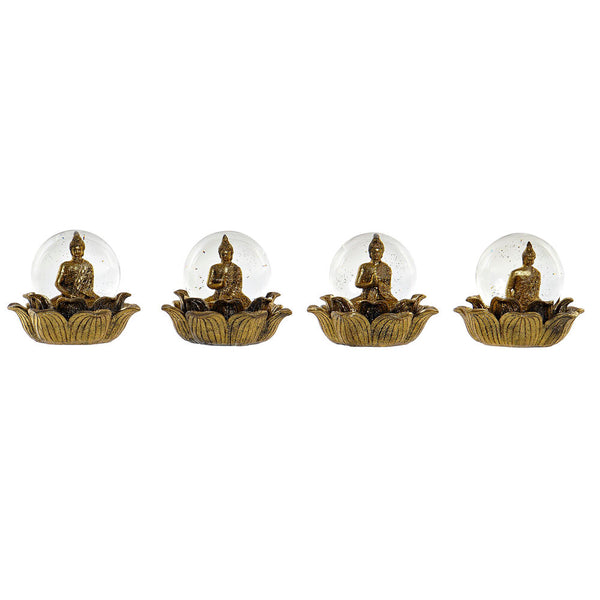 Statua Decorativa DKD Home Decor Resina Vetro Buda (4 pcs) (9.5 x 9.5 x 8.5 cm) - zannishop