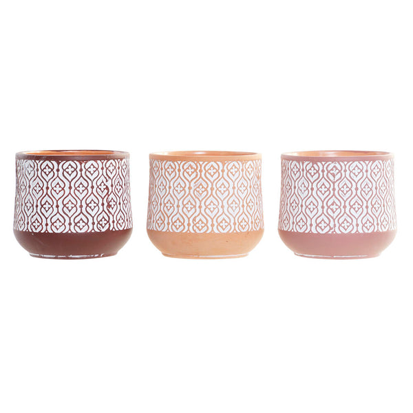 DKD Home Vase Coral Terracotta Brown Decor (14 x 14 x 12,4 cm) (3 pcs)