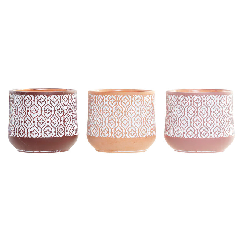 DKD Home Vase Coral Terracotta Brown Decor (14 x 14 x 12,4 cm) (3 pcs)