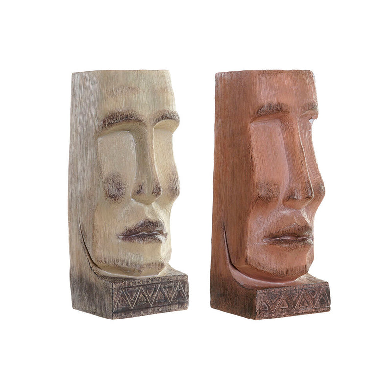 Macetero DKD Home Decor Cara Beige Resina Terracota (2 pcs) (14.5 x 15.5 x 39 cm)