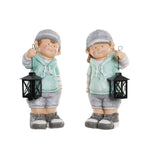 Statua Decorativa DKD Home Decor Metallo Vetro Fibră de Sticlă Bambini (2 pcs) (17 x 16 x 40 cm) - zannishop