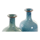 DKD Vase Home Porțelan Boho Blue Decor (2 pcs) (11 x 11 x 30 cm)