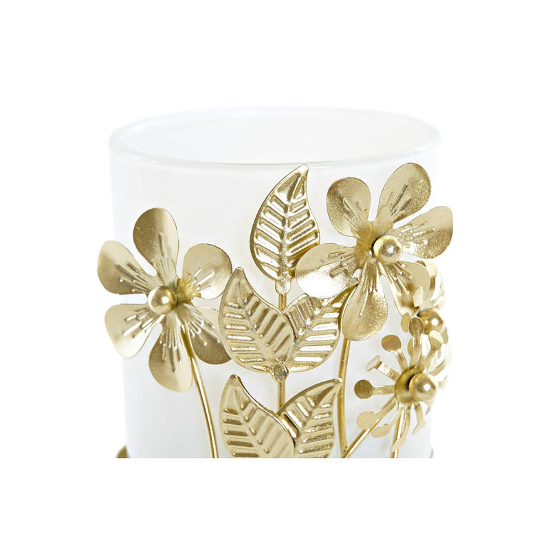 Portacandele DKD Home Decor Floral Metallo Vetro (7 x 7 x 11 cm) - zannishop