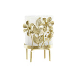 Portacandele DKD Home Decor Floral Metallo Vetro (7 x 7 x 11 cm) - zannishop