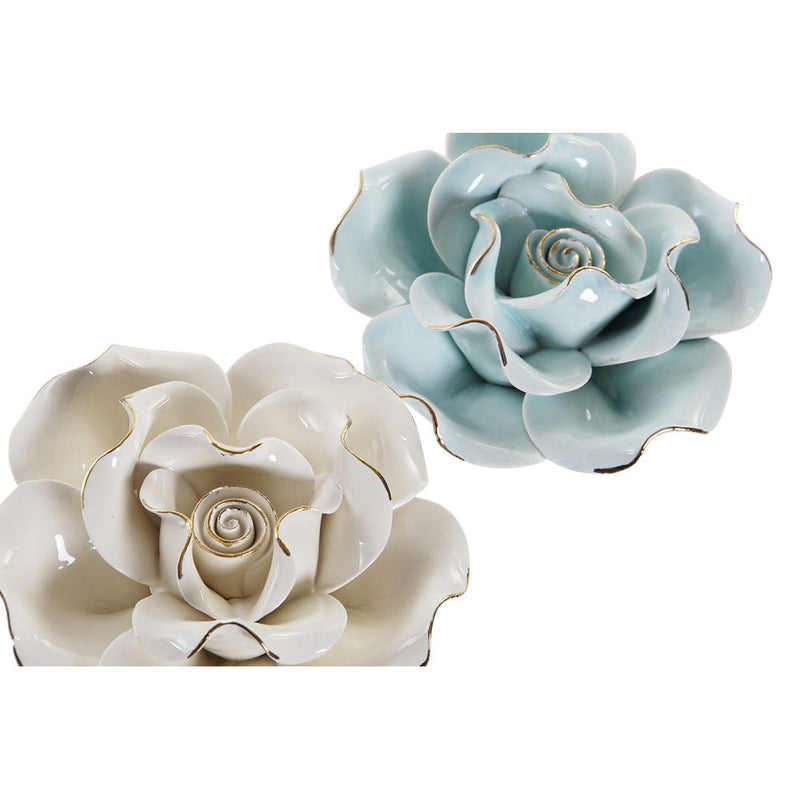 Fiore Decorativo DKD Home Decor Beige Porțelan Blu cielo (2 pcs) - zannishop