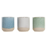 Vaso DKD Home Decor ‎S3023964 Porcellana Grigio Azzurro Verde Boho (10 x 10 x 12 cm) (3 Unità)