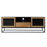 DKD Home Decor TV Gabinete de madera negra de metal de metal (140 x 40 x 50 cm)