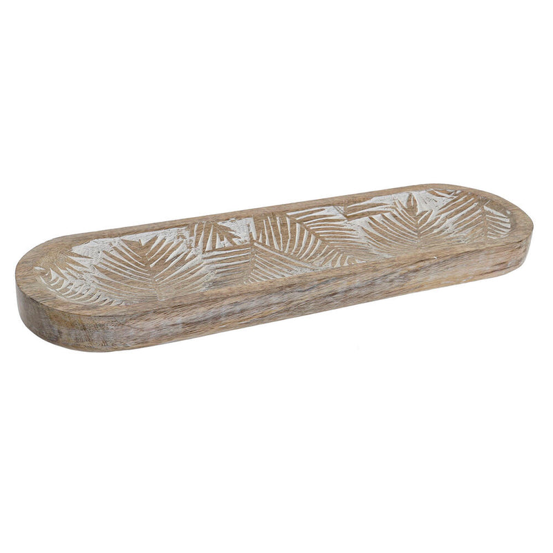 DKD Home Center Decor Frunze White Brown Tropical Mango Wood (46 x 14 x 3,5 cm)