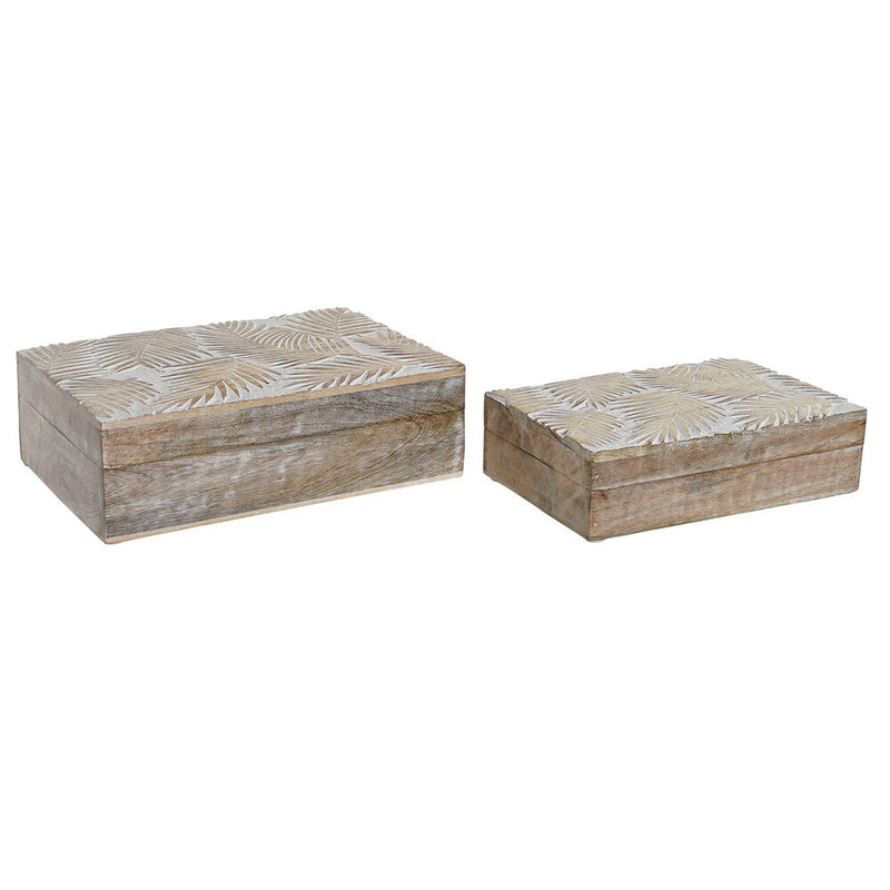 Set di Scatole Decorative DKD Home Decor Tropicale Legno di mango Frunze (2 pcs) - zannishop