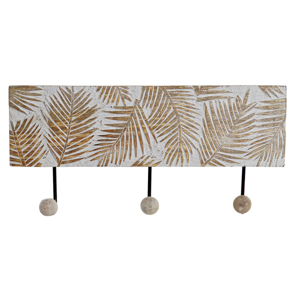 Appendiabiti da parete DKD Home Decor Metallo Tropicale Legno di mango Frunze (38 x 7 x 18 cm)