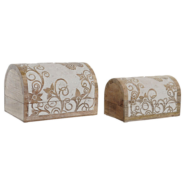 Box-Schmuckkästchen DKD Home Decor Shabby Chic Mango-Holz Schmetterlinge (2 pcs)