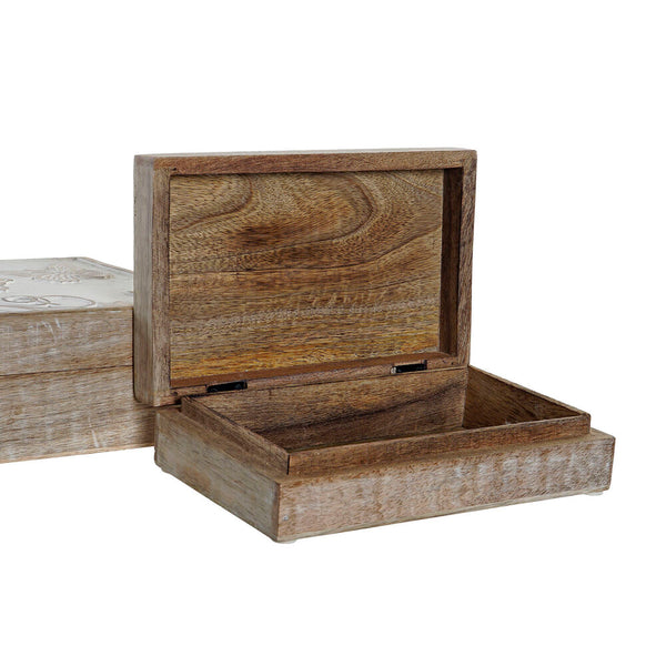 Box-Schmuckkästchen DKD Home Decor Shabby Chic Mango-Holz Schmetterling (2 pcs) (21.5 x 13.5 x 6 cm) (25.5 x 18 x 8 cm)