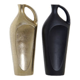 Vase de décoration intérieure DKD avec poignées en aluminium noir 14 x 8 x 34 cm (2 pc)