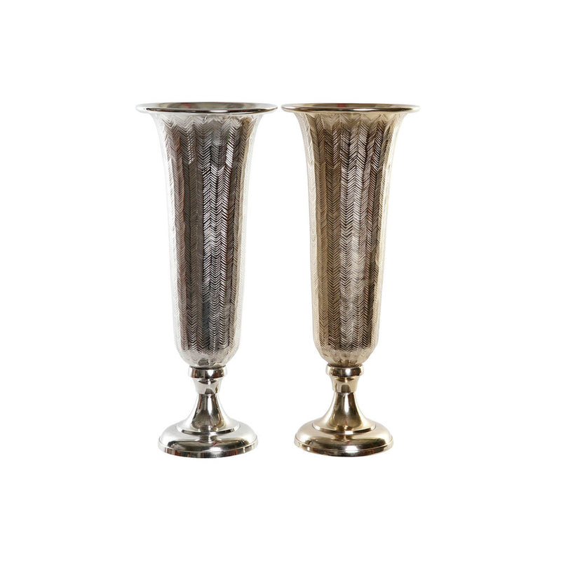 DKD Home Vase Decor Silver Aluminium (2 PCS) (20 x 20 x 50 cm)