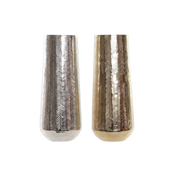 DKD Home Vase Decor Silver Aluminium (2 pcs) (15 x 15 x 36,5 cm)