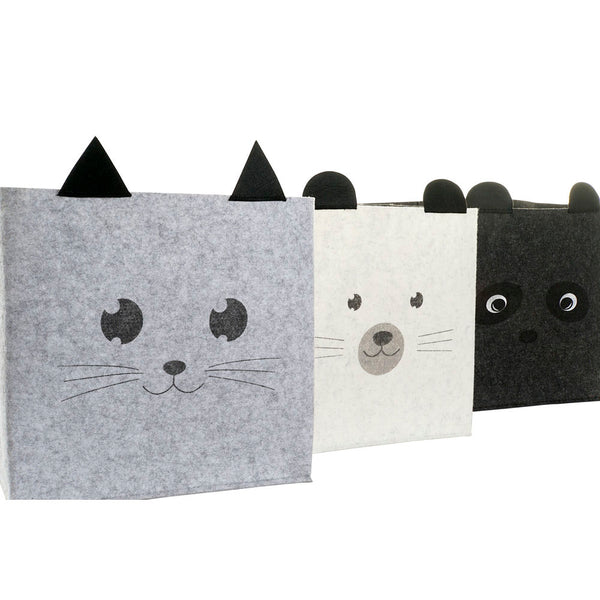 Korb DKD Home Decor Filz tiere (3 pcs) (32 x 32 x 32 cm)